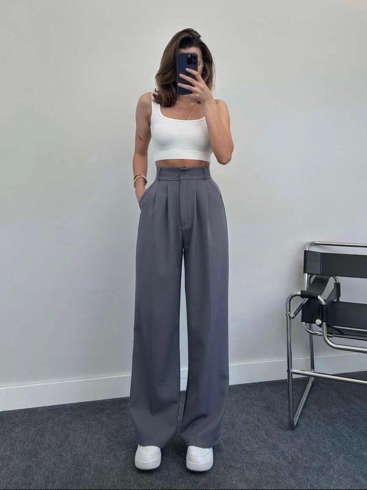 Pantaloni wide-leg gri