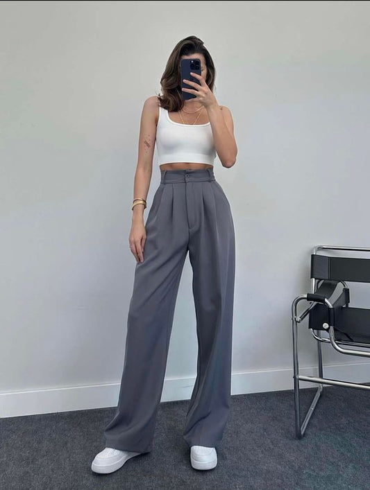 Pantaloni wide-leg gri