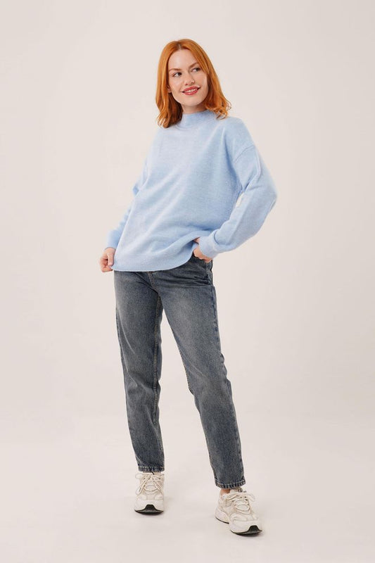 Pulover damă lejer cu guler înalt